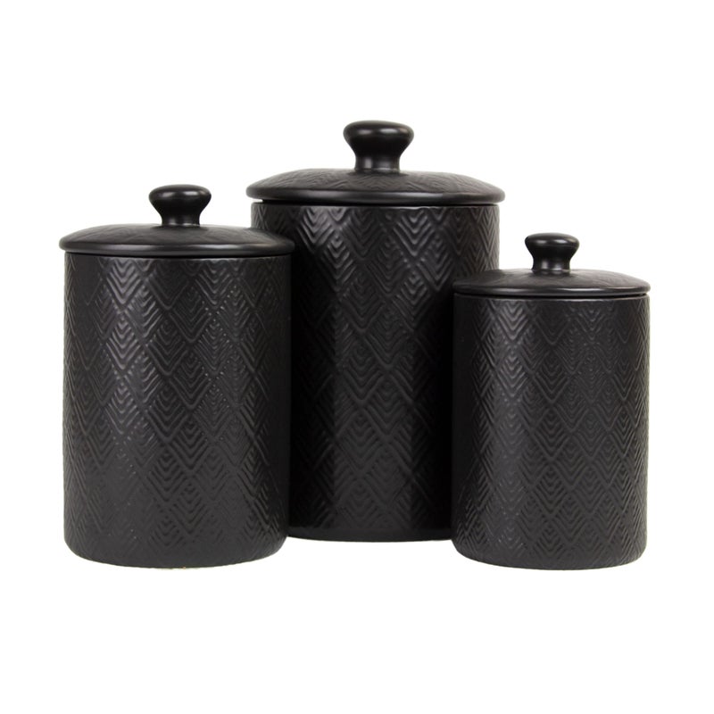 10 Strawberry Street Kitchen Canister  3 Piece Set  Marquis Matte Black - Image 1