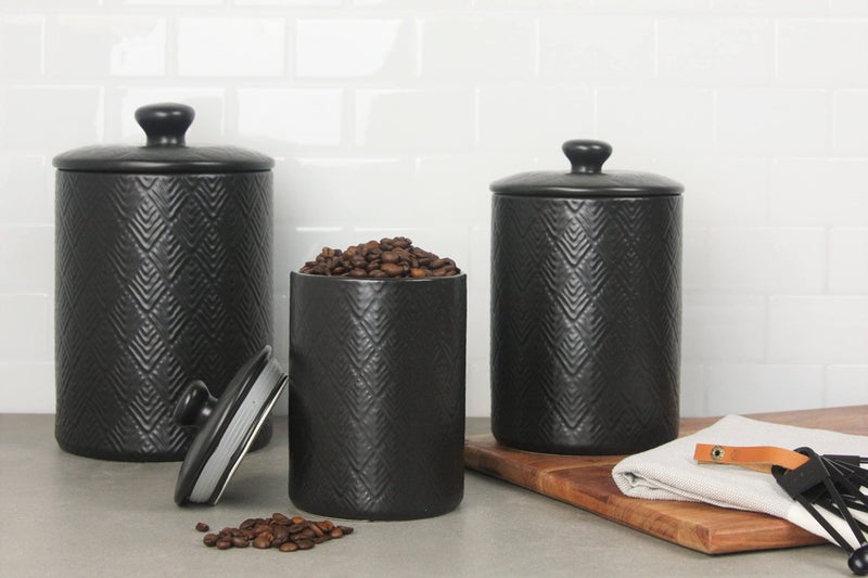 10 Strawberry Street Kitchen Canister  3 Piece Set  Marquis Matte Black - Image 2