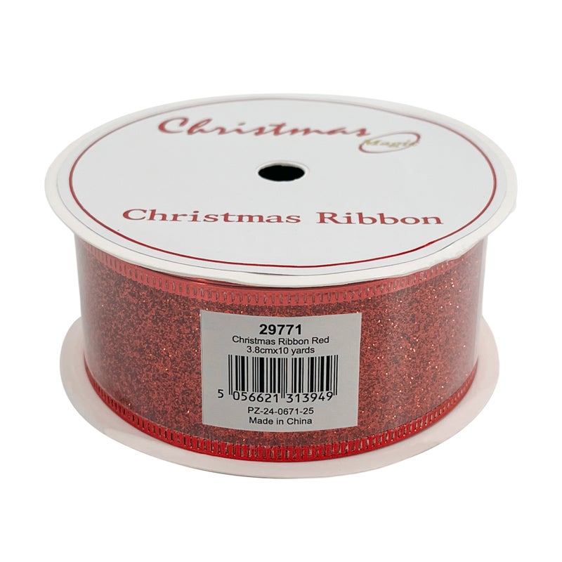 CHRISTMAS MAGIC شريط عيد الميلاد الأحمر 3.8 سم × 10 ياردة - Image 4