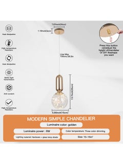 YATAI LIGHTING Chandeliers LED Height Adjustable Pendant Lighting Modern Simplicity Restaurant Bar Ceiling Light Fixture Gypsophila Hanging Lights Used For Study Living Room Bedroom 6W  - Image 3