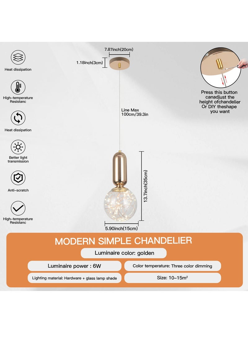 YATAI LIGHTING Chandeliers LED Height Adjustable Pendant Lighting Modern Simplicity Restaurant Bar Ceiling Light Fixture Gypsophila Hanging Lights Used For Study Living Room Bedroom 6W  - Image 3