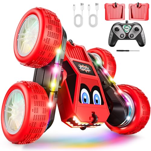 WayEee Remote Control Car 360 Flips RC Stunt Car with LED Lights Strips TypeC Charge Modular Battery 24 GHZ Double Sided High Speed RC Cars for Boys Age 812 Girls 3 Kids Toys Birthday Gifts - Image 1