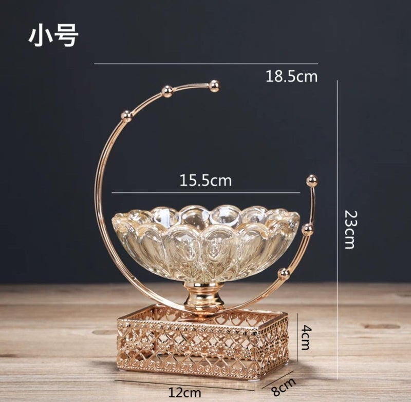 Dessert Plate Nuts Fruit Plate Nordic Crystal Glass Luxury Light Coffee Table American Living Room Creative Snack Storage Dessert Plate Decorative Ornaments (Small)