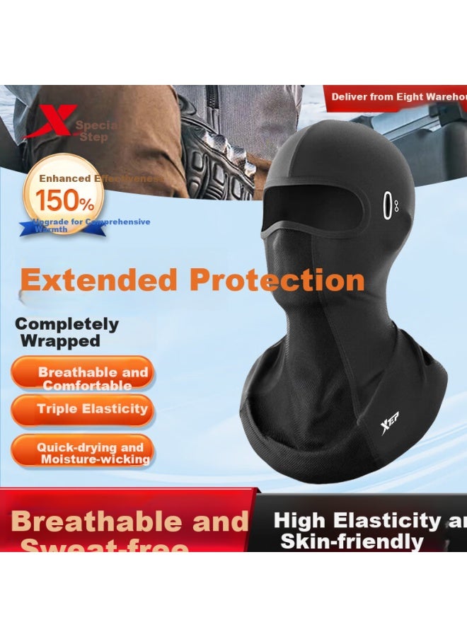 Xtep Fleece Head Cover Outdoor Cycling Motorcycle Electric Vehicle Full Face Windproof Mask Outdoor Autumn And Winter Warm Headscarf Neck Warmer