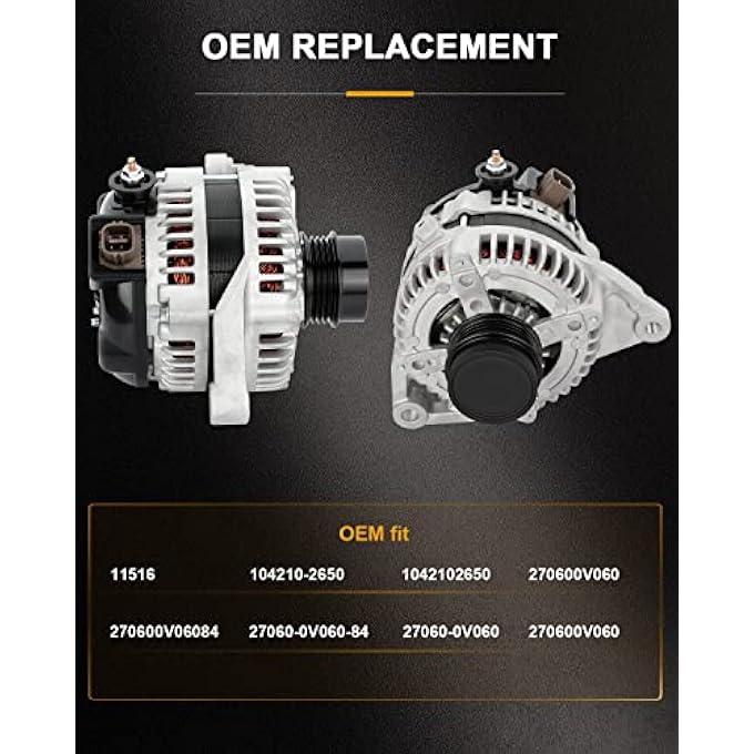 ROADFAR Alternator Fit for 2010-2011 Toyota Camry 11516 104210-2650 270600V060 - Image 4
