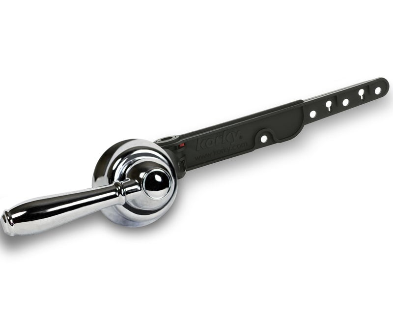 Korky 6051BP Strongarm Tank Lever Universal to Fit Front Angled Side Left and Right Mount Toilets 1 Piece Chrome Faucet Style