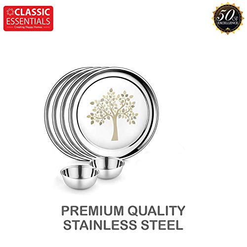 Classic Essentials Stainless Steel Dinner Set|Serves 4 People|Heavy Gauge|Kitchen Set|Permanent Laser-Vriksha, Set of 32 - Image 4
