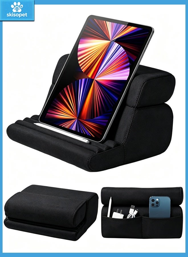 skisopet Tablet Pillow Stand,Multi-Angle Stand with Storage for Lap, Desk & Bed, Compatible with Kindle, Fire, iPad,Samsung, Home Office Accessories Compatible,Black - Image 1
