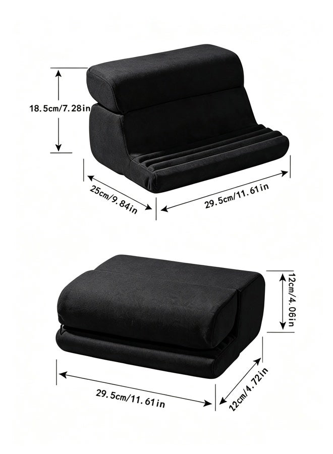 skisopet Tablet Pillow Stand,Multi-Angle Stand with Storage for Lap, Desk & Bed, Compatible with Kindle, Fire, iPad,Samsung, Home Office Accessories Compatible,Black - Image 2