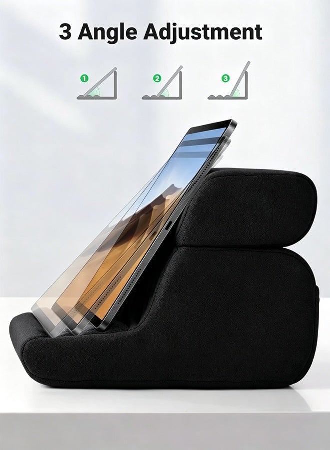skisopet Tablet Pillow Stand,Multi-Angle Stand with Storage for Lap, Desk & Bed, Compatible with Kindle, Fire, iPad,Samsung, Home Office Accessories Compatible,Black - Image 4