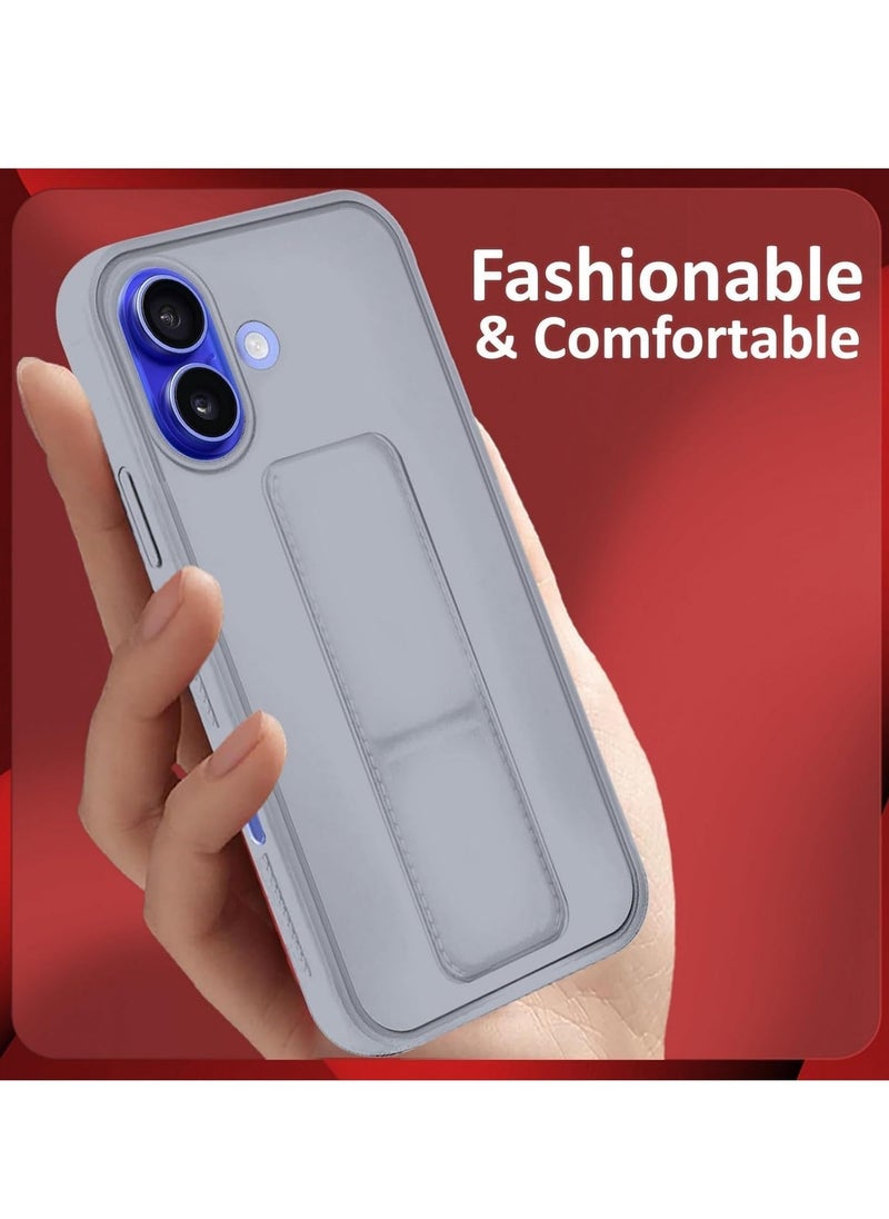 Raxoom iPhone 16 Plus Titanium Gray Magnetic Kickstand Case with Premium Silicone and Hand Strap Grip - Image 5