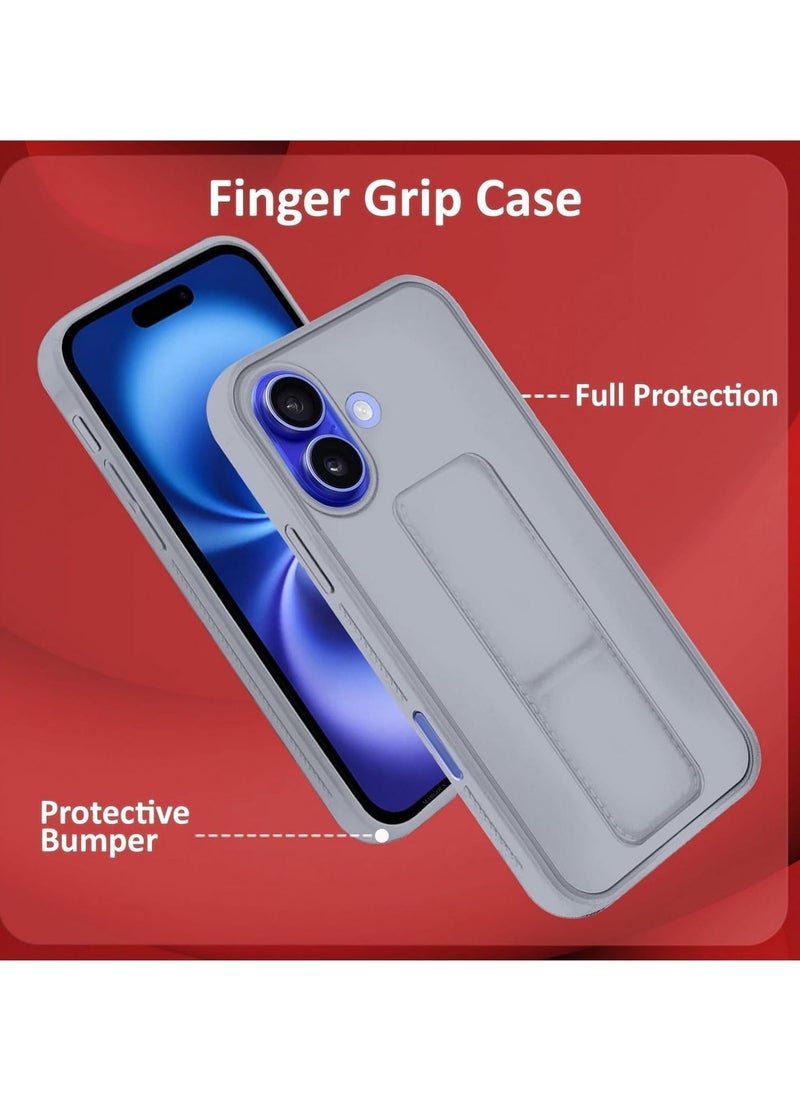 Raxoom iPhone 16 Plus Titanium Gray Magnetic Kickstand Case with Premium Silicone and Hand Strap Grip - Image 2