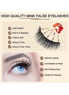 BTFMEI 6 Pair Magnetic Eyelashes Set, Reusable Magnetic Eyelash Kit, Natural Double Magnet False Eyelashes No Glue Required with Tweezers  - Image 3