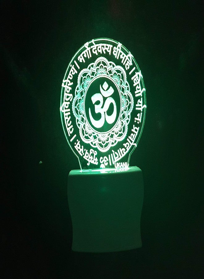 UKANI 3D Gayatri Mantra Design Acrylic Night Lamp for Home/Bedroom/Gift (Size 3 Inch) Multi Color - Image 5