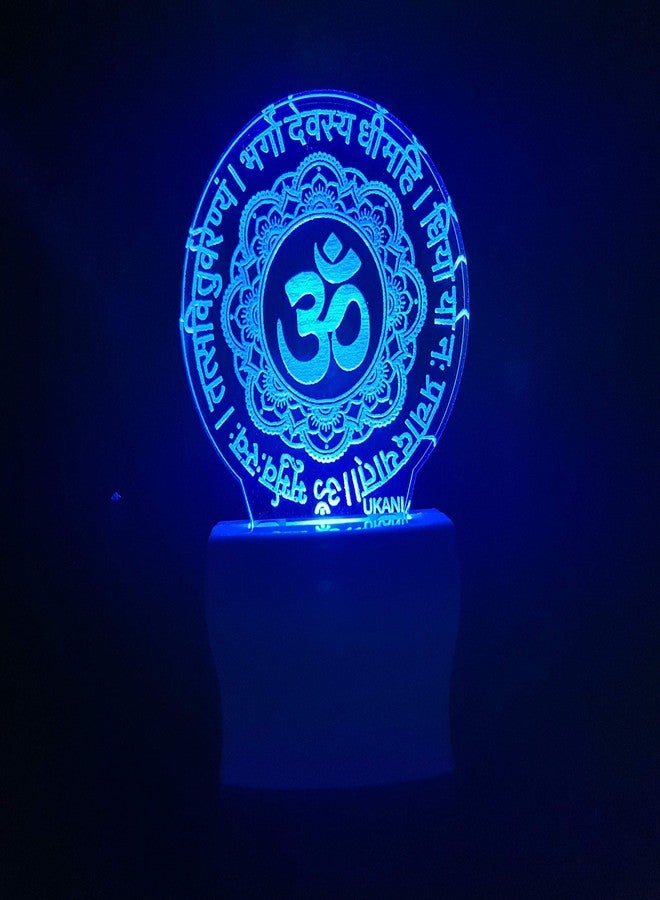 UKANI 3D Gayatri Mantra Design Acrylic Night Lamp for Home/Bedroom/Gift (Size 3 Inch) Multi Color - Image 3