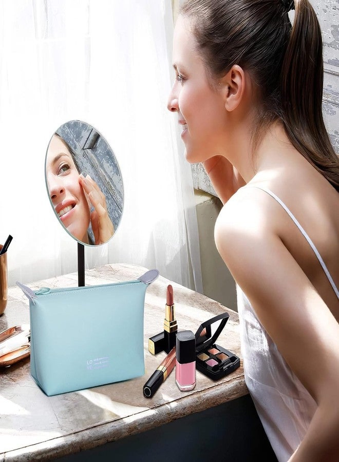 Tendula Triangle Makeup Bag Cosmetic Bag for Women Waterproof Makeup Pouch with Zipper Portable Makeup Organizer Bag dimpling Travel Bag. (Blue) - Image 2