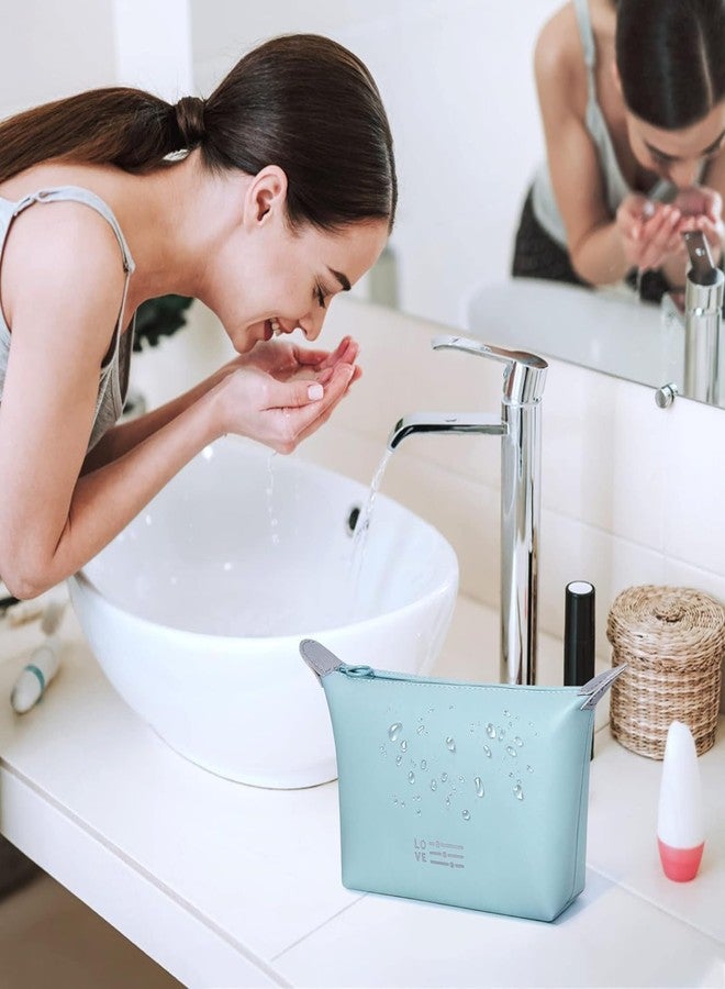 Tendula Triangle Makeup Bag Cosmetic Bag for Women Waterproof Makeup Pouch with Zipper Portable Makeup Organizer Bag dimpling Travel Bag. (Blue) - Image 4