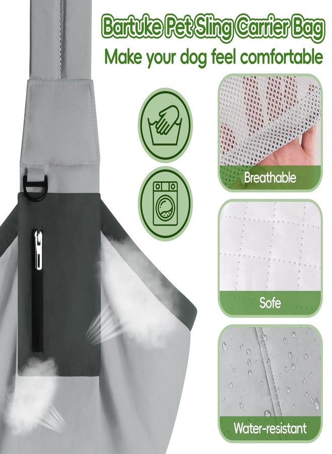 Bartuke Dog Carrier Sling, Hands Free Pet Sling Carriers for Small Dogs and Cats, Thick Padded Shoulder Strap Adjustable Dog Carriers with Storage Pocket, Water-Resistant Puppy Carrier Purse, Grey - Image 4
