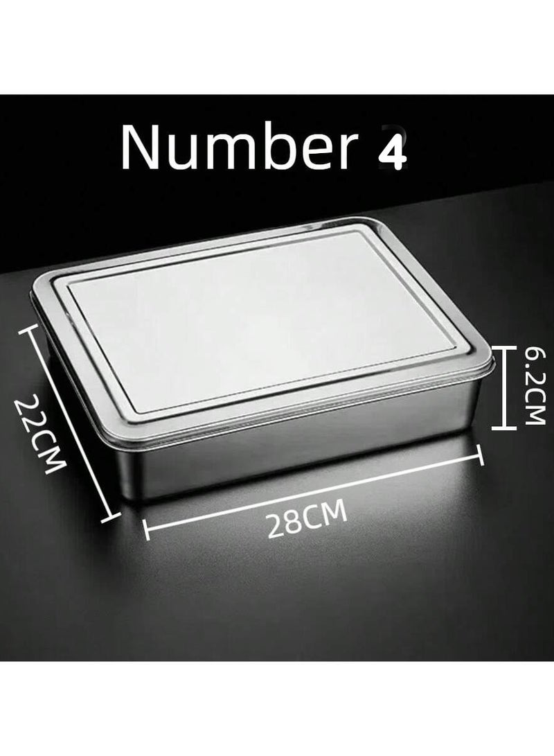 Stainless Steel Square Serving Tray with Lid – Multifunctional, Deep, and Thickened – Ideal for Baking, Tiramisu, Pastries, Roasted Fish, Grilled Meats, Steaming, and Storing Food – Perfect for Kitc - Image 2