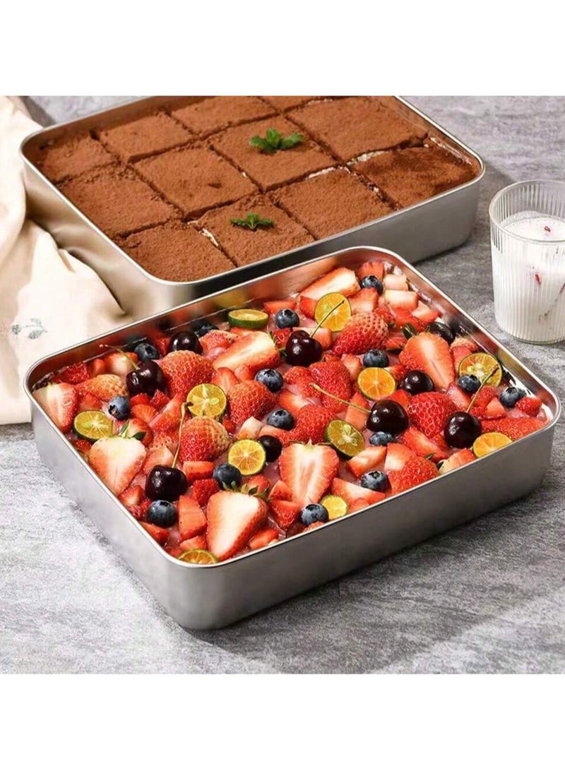 Stainless Steel Square Serving Tray with Lid – Multifunctional, Deep, and Thickened – Ideal for Baking, Tiramisu, Pastries, Roasted Fish, Grilled Meats, Steaming, and Storing Food – Perfect for Kitc - Image 5