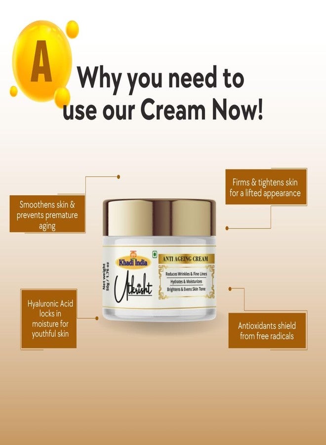 Utkrisht Khadi Night Cream 50g | Enriched with Retinol & Hyaluronic Extract | For Wrinkles & Fine Lines | Brightens Skin | Non-Greasy Formula | All Skin Types | Anti Aging Cream for Women & Men - Image 5