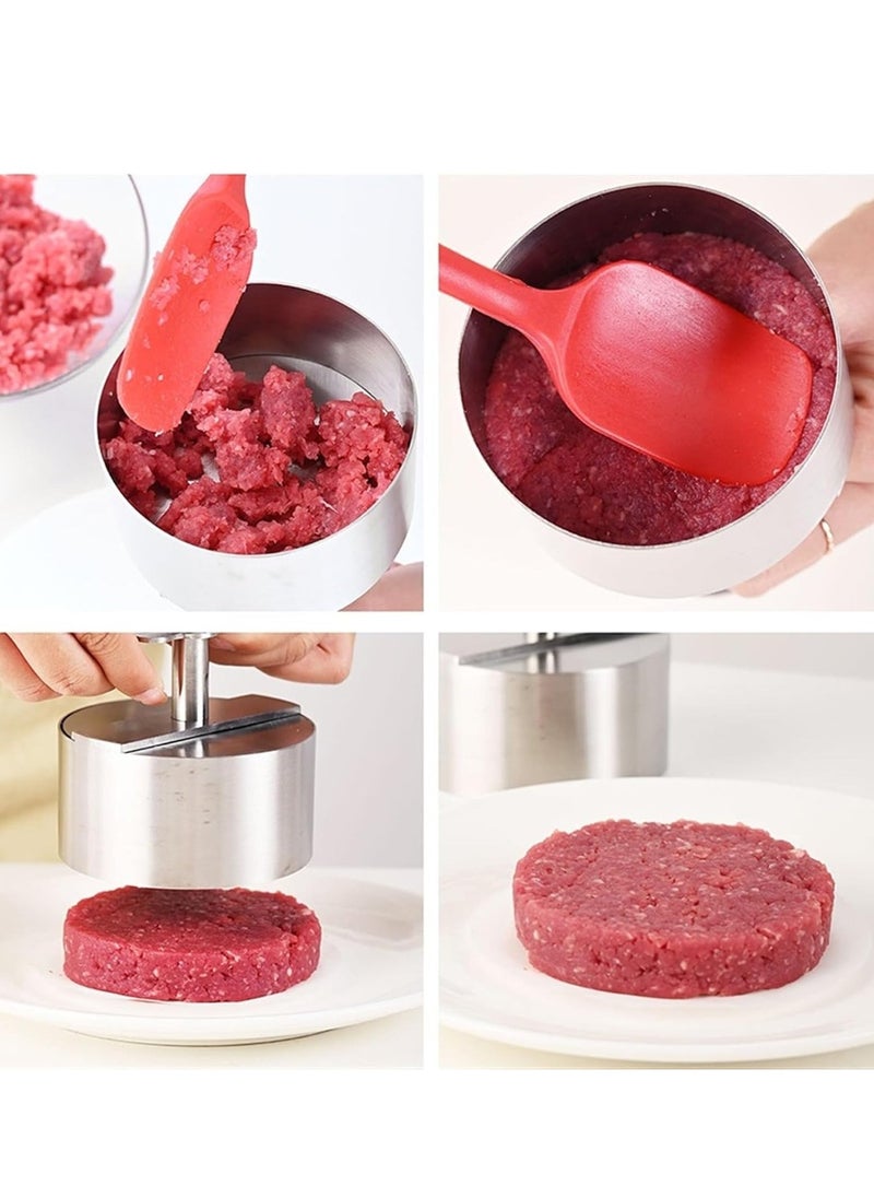 Arabest صانع البرغر من الفولاذ المقاوم للصدأ، صانع فطائر البرغر، مكبس برغر قابل للتعديل، قوالب صنع فطائر غير لاصقة للحوم البقر، الخضروات، البرغر والطهي - Image 5