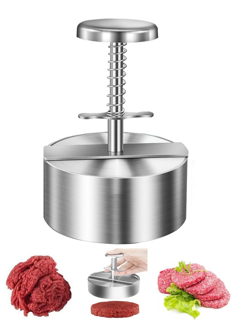 Arabest صانع البرغر من الفولاذ المقاوم للصدأ، صانع فطائر البرغر، مكبس برغر قابل للتعديل، قوالب صنع فطائر غير لاصقة للحوم البقر، الخضروات، البرغر والطهي - Image 1