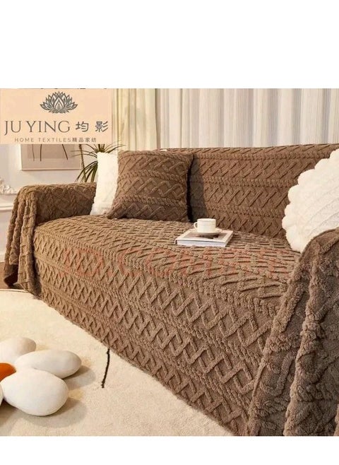 Jacquard fur sofa covers set - 4 pieces - Cafe