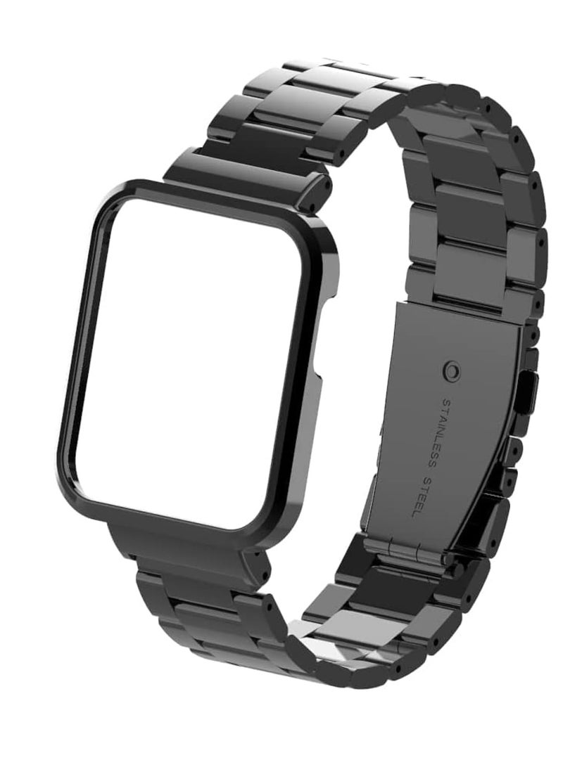 2in1 Stainless Steel Watch Band Strap With Metal Cover Magnetic For Xiaomi Mi Watch Lite/Redmi Watch Bracelet Frame Cover Protective Case Metal Watchband - Image 1