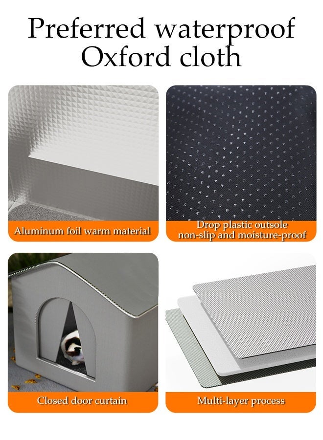 Cat Houses for Outdoor,Weatherproof Cats Shelter, Foldable Insulated Warm Pet Kitten Nest Cave, Animal Tent Bed with Pad,42*42*42cm - Image 3