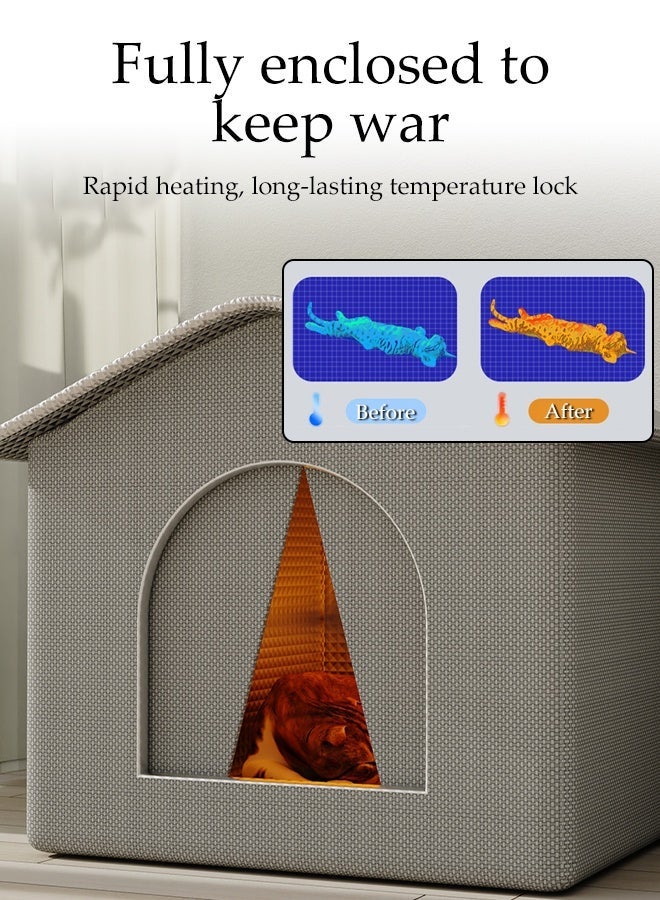 Cat Houses for Outdoor,Weatherproof Cats Shelter, Foldable Insulated Warm Pet Kitten Nest Cave, Animal Tent Bed with Pad,42*42*42cm - Image 5