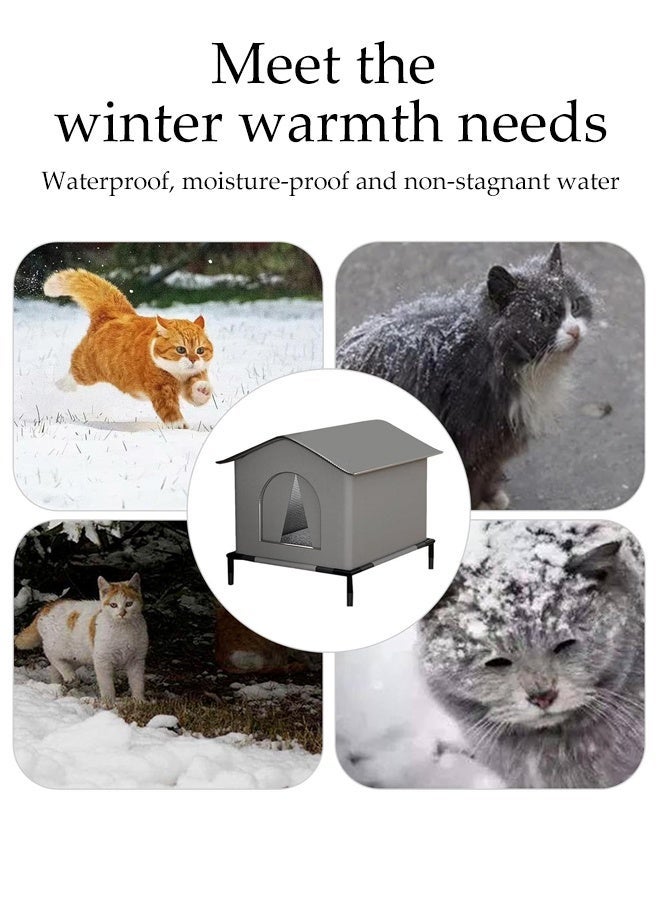 Cat Houses for Outdoor,Weatherproof Cats Shelter, Foldable Insulated Warm Pet Kitten Nest Cave, Animal Tent Bed with Pad,42*42*42cm - Image 4