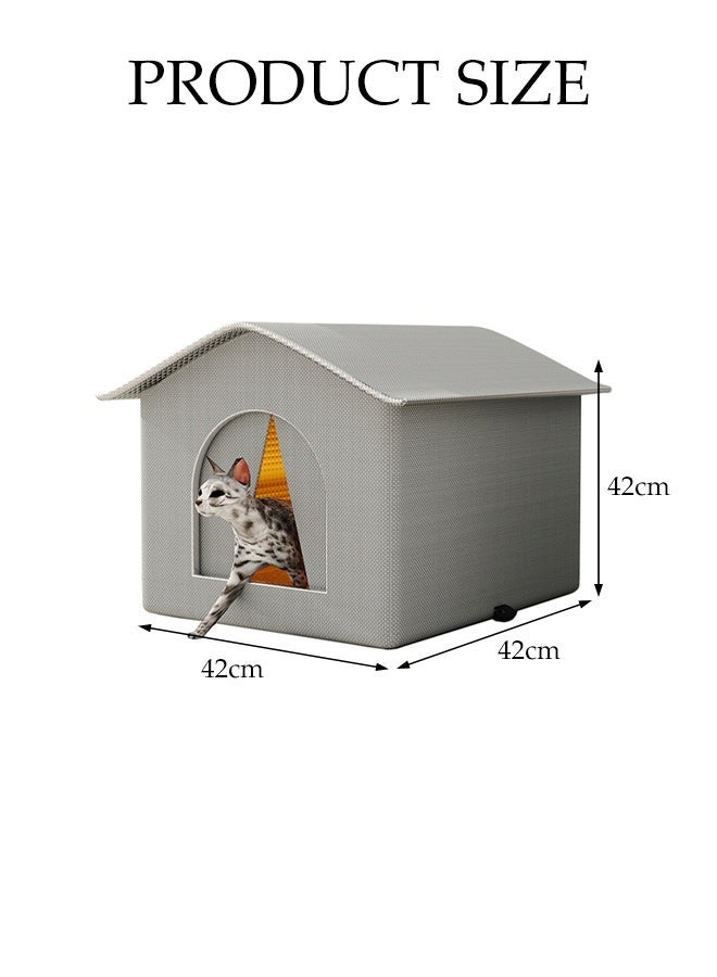 Cat Houses for Outdoor,Weatherproof Cats Shelter, Foldable Insulated Warm Pet Kitten Nest Cave, Animal Tent Bed with Pad,42*42*42cm - Image 2