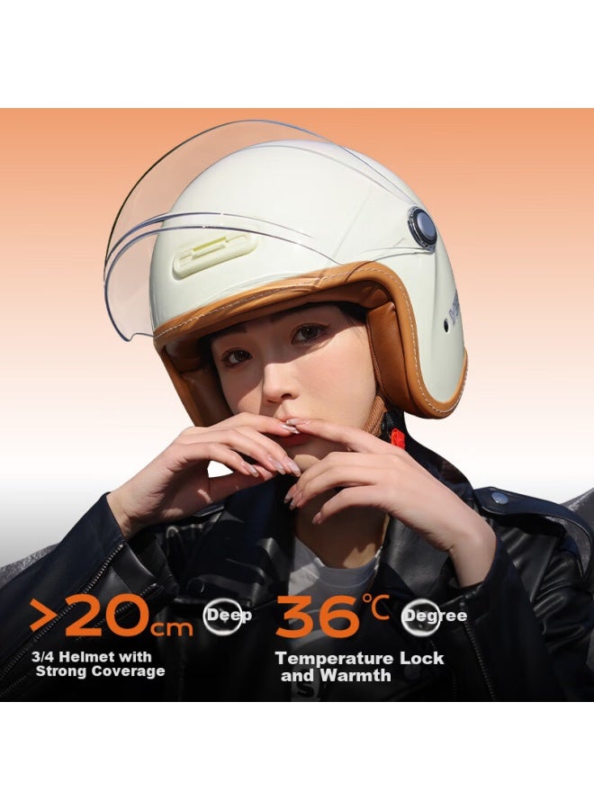 Yema 3c Certified New National Standard Uni Winter Warm Anti-fog Motorcycle Helmet Electric Vehicle 3/4 Helmet 657s Titanium Silver With Clear Visor + Anti-fog Sticker - Image 1