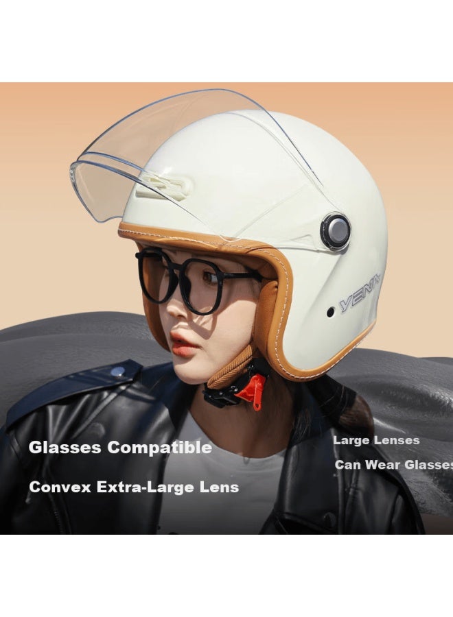 Yema 3c Certified New National Standard Uni Winter Warm Anti-fog Motorcycle Helmet Electric Vehicle 3/4 Helmet 657s Titanium Silver With Clear Visor + Anti-fog Sticker - Image 3