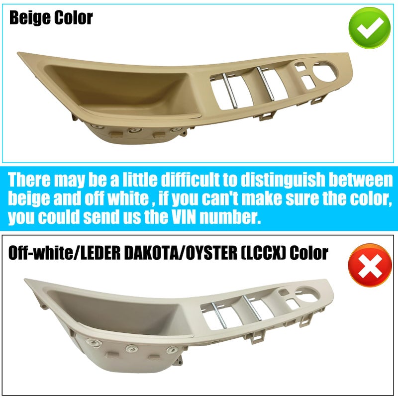 Jaronx Driver Side Door Handle for BMW 5 Series, Window Switch Armrest Panel Left Front Door Armrest Pull Handle for BMW F10/F11 520 523 525 528 530 535 (2010-2016)(Beige Color) - Image 2
