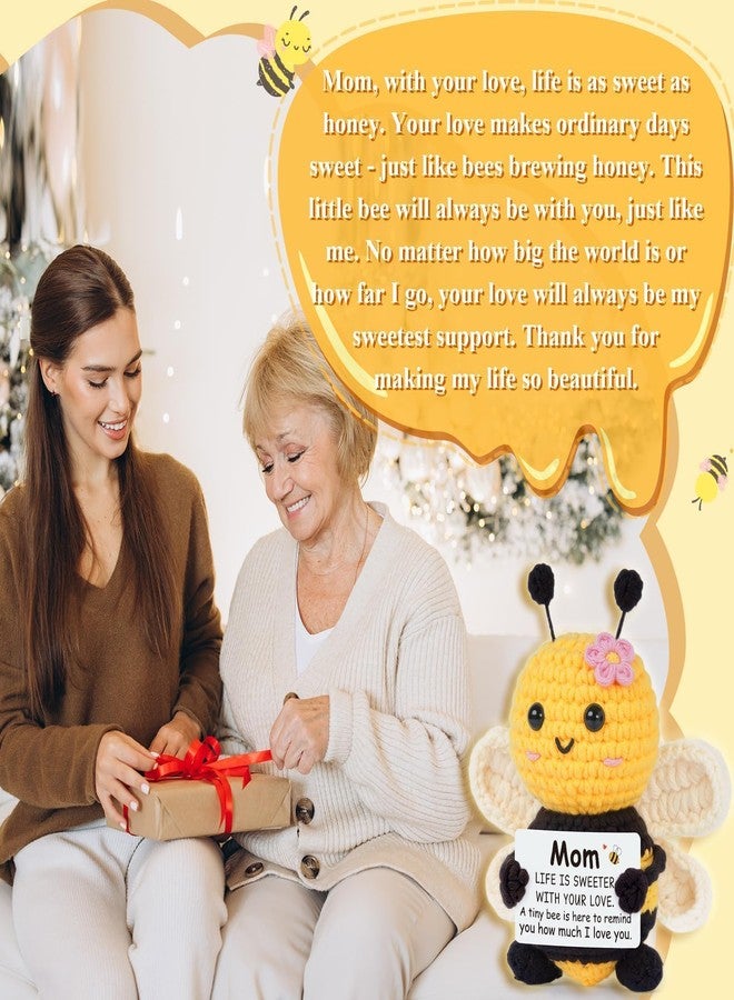 Gleevera Gifts for Mom from Daughter Son, Mom Birthday Gifts - Cute Handmade Crochet Bee - Birthday Valentines Mothers Day Christmas Bonus Step Mother In Law, I Love You Mama Present, Emotional Support Decor - Image 4