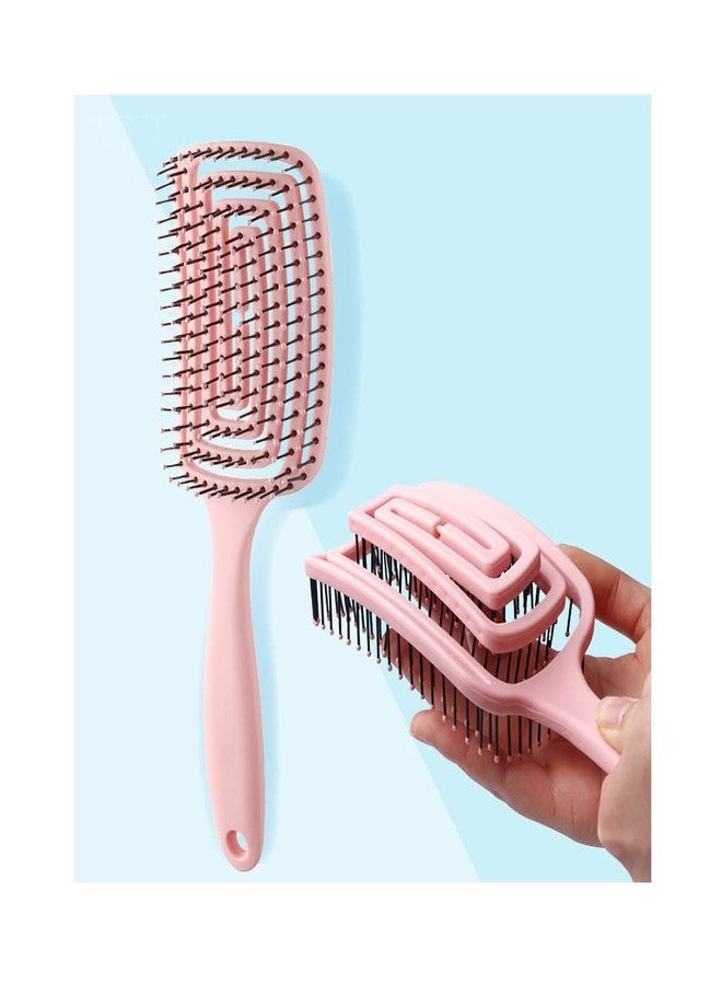 WE-CEF Hair Brush - Curved and Vented Detangling Hair Brush for Women Long, Thick, Thin, Curly & Tangled Hair Vent Brush Flex Styling Blow Drying Hairdressing Tool for Hair Detangled (Pink) - Image 2