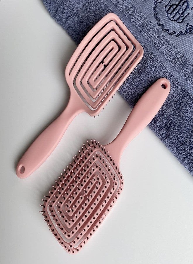 WE-CEF Hair Brush - Curved and Vented Detangling Hair Brush for Women Long, Thick, Thin, Curly & Tangled Hair Vent Brush Flex Styling Blow Drying Hairdressing Tool for Hair Detangled (Pink) - Image 5