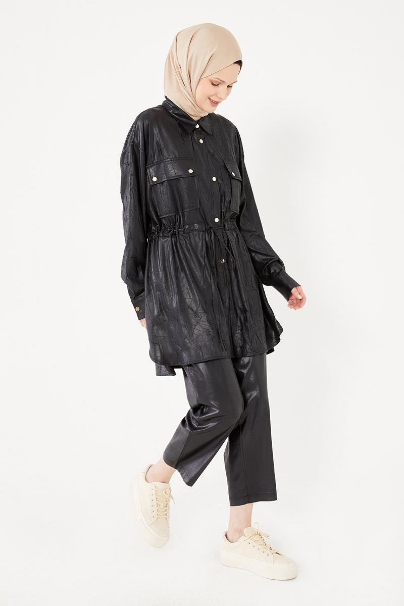 Levidor Black Waist Drawstring Sports Suit - Image 2