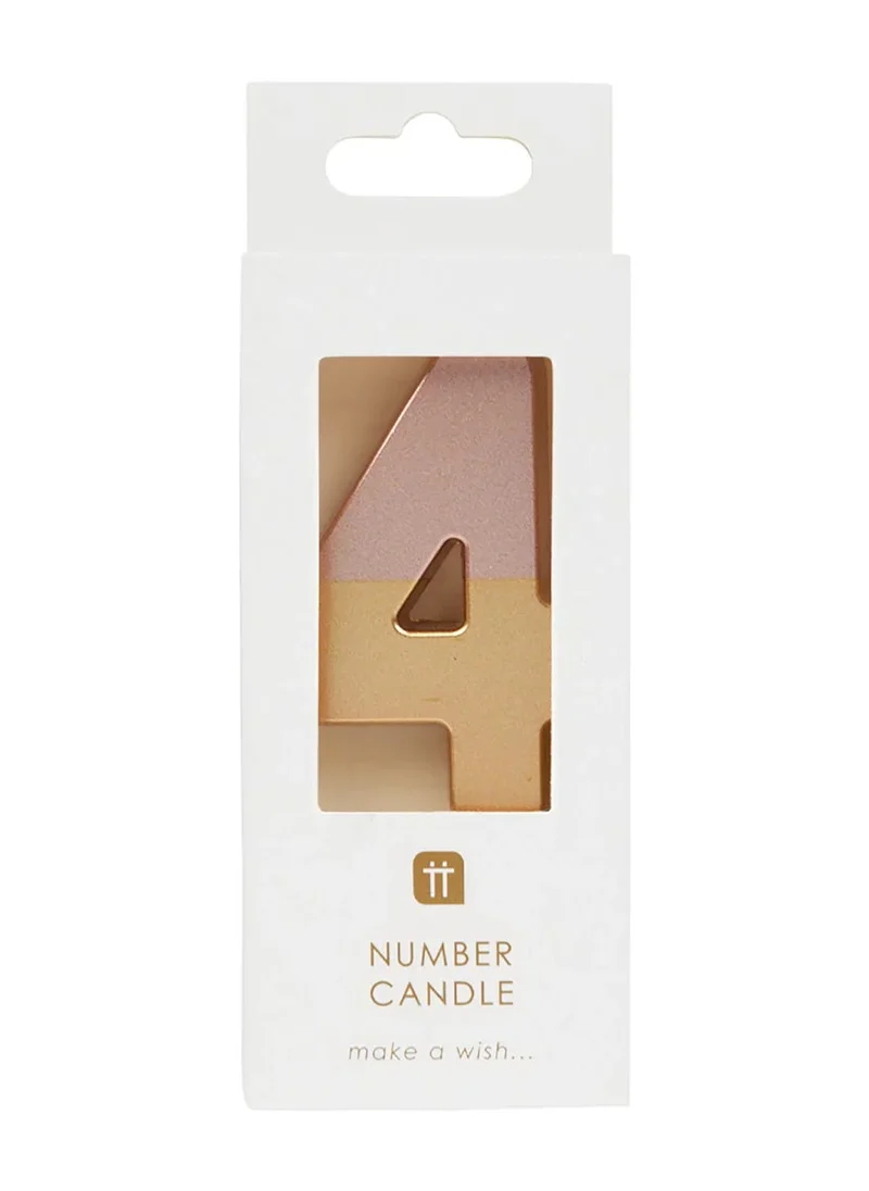 Talking Tables Talking Tables 4 Number Birthday Candles, Rose Gold Number Candle, Candle for Birthday Cake Topper, Anniversary Cake Number Candle. Candle stick for special occasions such as birthday and Anniversary (4 Number Candle, Rose Gold Dipped )