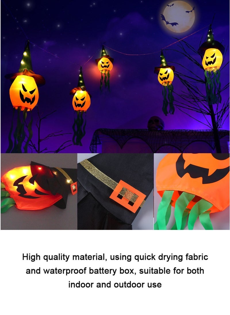 TAPIT 5PCS Halloween Pumpkin Wind Socks LED Lights, Outdoor Hanging Lights Decor Glowing Pumpkin Witch Hat Decorative Lights, Halloween Scary Decorations for Indoor, Outside, Party, Tree, Garden, Porch (Pumpkin Light) - Image 5