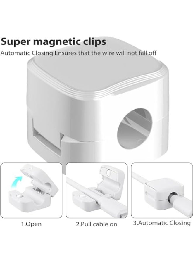 Lonimia Cord Organizer Holder, 6 Pack Slot Magnetic Desk Cable Clips Management, Strong Phone Charging Cable Keeper, Wire Charger Holder for Nightstand, Office Supplies(White) (white) - Image 3