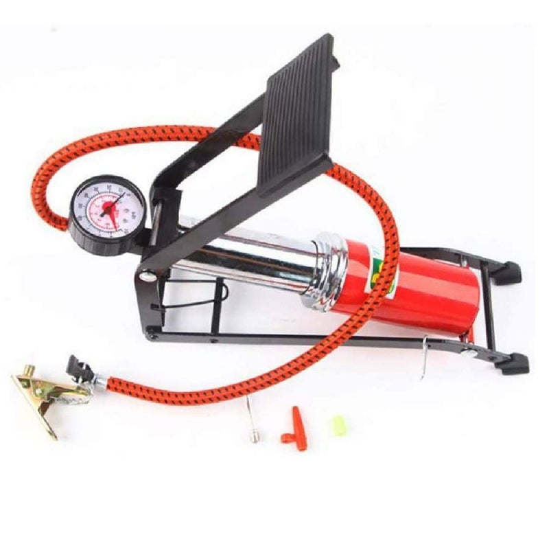 Kytaste High Pressure Foot Pump Bicycle Ball Motorbike Car Type Inflater Tire Air Pump (High Pressure Single Tube Foot Pump, Multicolor) - Image 1