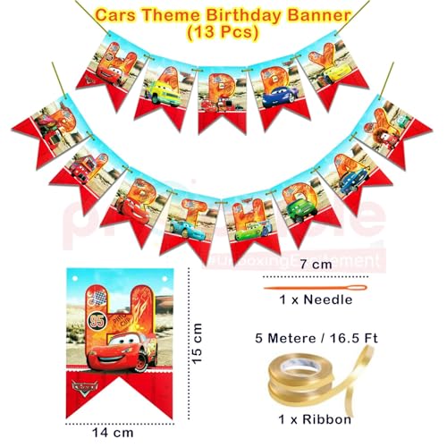 Propsicle Car Theme Happy Birthday Fishtail Banner for Kids Multi Colors Happy Birthday Sign Backdrop Flag Hanging Decorations - Image 2