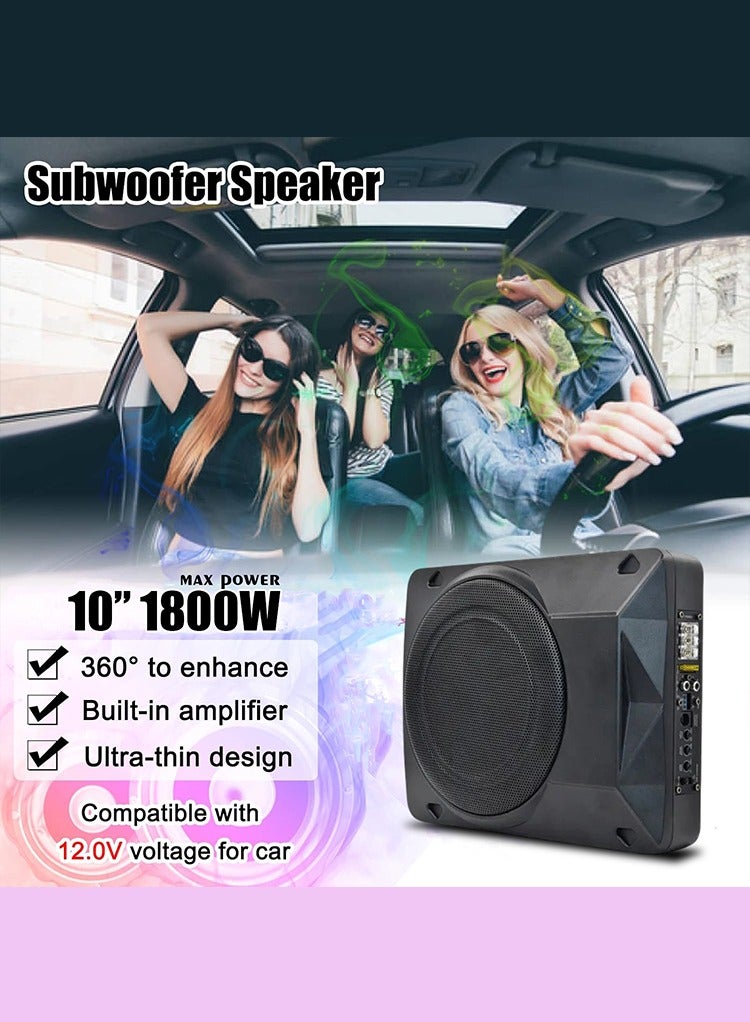 MR.SMART Mr Smart 10-inch Car Subwoofer Speaker, 1800W, Built-in Amplifier, 12V Compatible for Car, Truck, RV, Marine Boat, Ultra-thin Design - Image 5