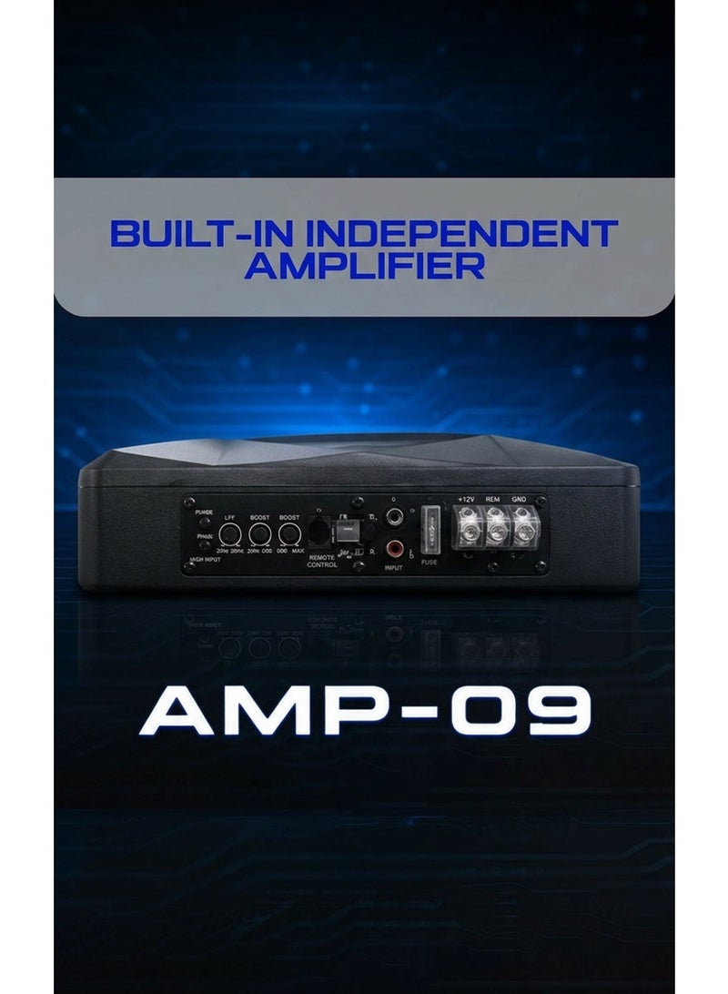 MR.SMART Mr. Smart AMP-09 10-Inch Active Under Seat Car Subwoofer 1800W Max Power | Ultra Slim Powered Car Bass Speaker with Built-in Amplifier | Full Aluminum Cast Body | Deep Bass Audio System for Universal Vehicles - Image 5