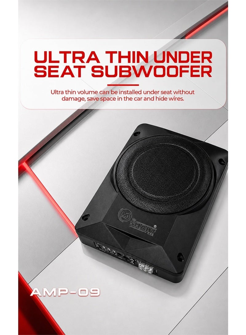 MR.SMART Mr. Smart AMP-09 10-Inch Active Under Seat Car Subwoofer 1800W Max Power | Ultra Slim Powered Car Bass Speaker with Built-in Amplifier | Full Aluminum Cast Body | Deep Bass Audio System for Universal Vehicles - Image 4