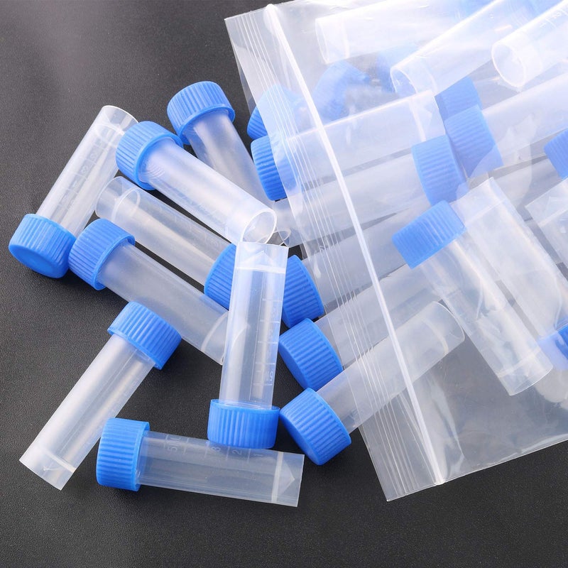 JCBIZ 40pcs Plastic 5ml Frozen Tube Cryopreservation Tube with Cap and Frosted Scale Cold Storage Centrifuge Container - Image 2