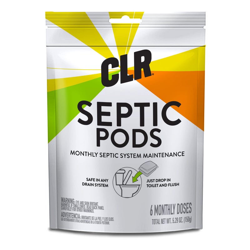 CLR Septic System Treatment Pods, Hassle-Free, Dissolvable and Easy to Flush, Formulated with Biobased Ingredients, Helps prevent Clogs and Build-up, 6 Month Supply - Image 1